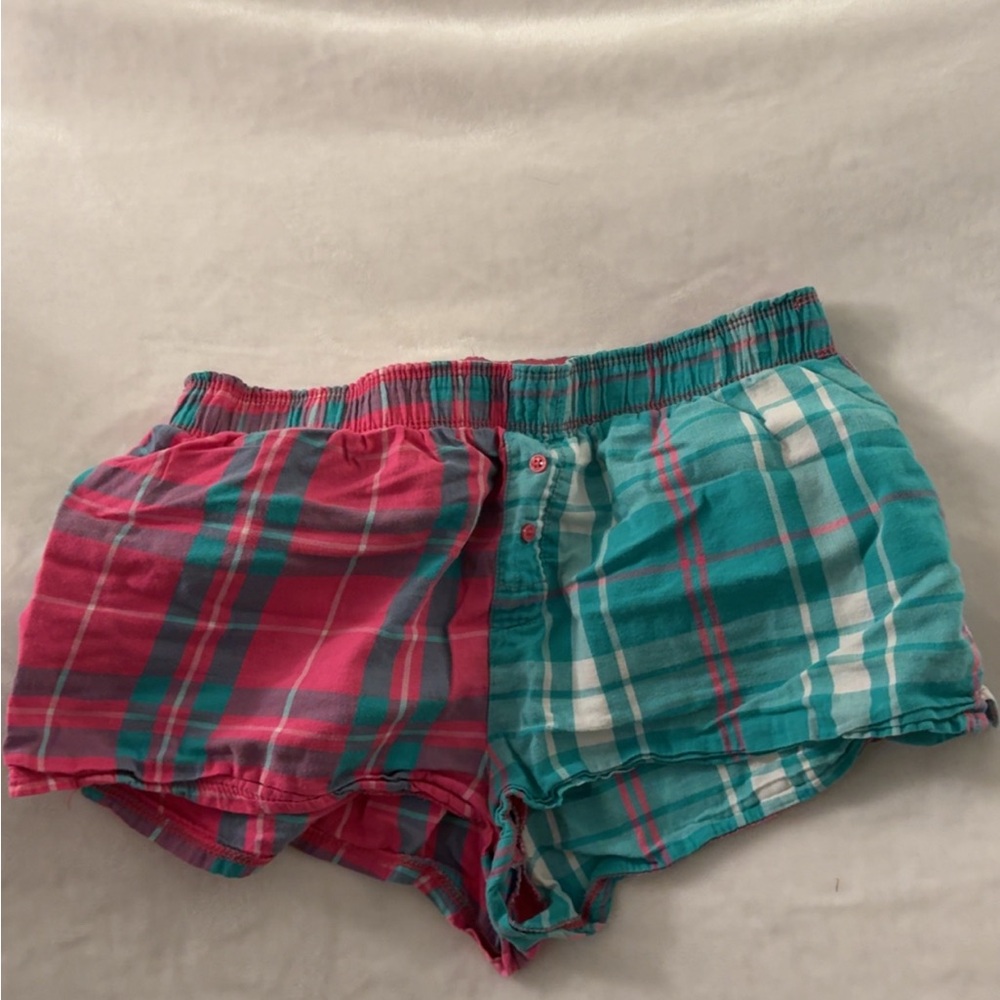 Colsie Pink and Teal Plaid Women Shorts